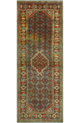 Semi-Antique Andie Rust/Navy Runner, 3'11x10'3