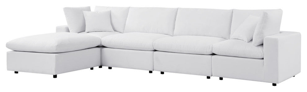 Modular Lounge Sectional Deep Sofa Chair Set, Sunbrella, White, Modern, Outdoor