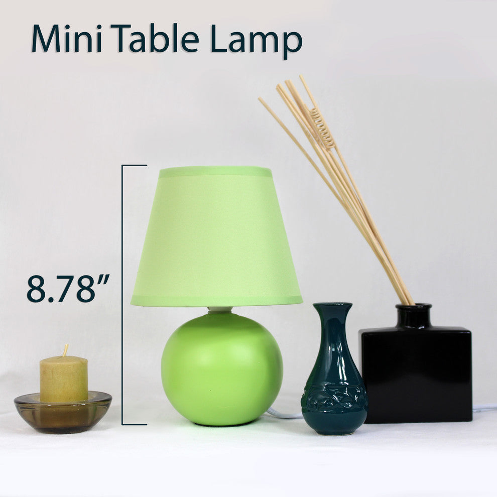 Simple Designs Mini Ceramic Globe Table Lamp, Green