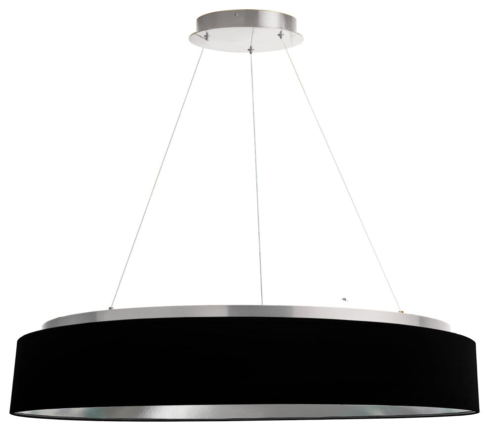 Circulo Modern 1 Light Black Silver Fabric Chandelier