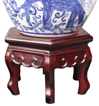 Hexagonal Chen Leung-Style Chinese Vase Stand, 10"x10"x6"
