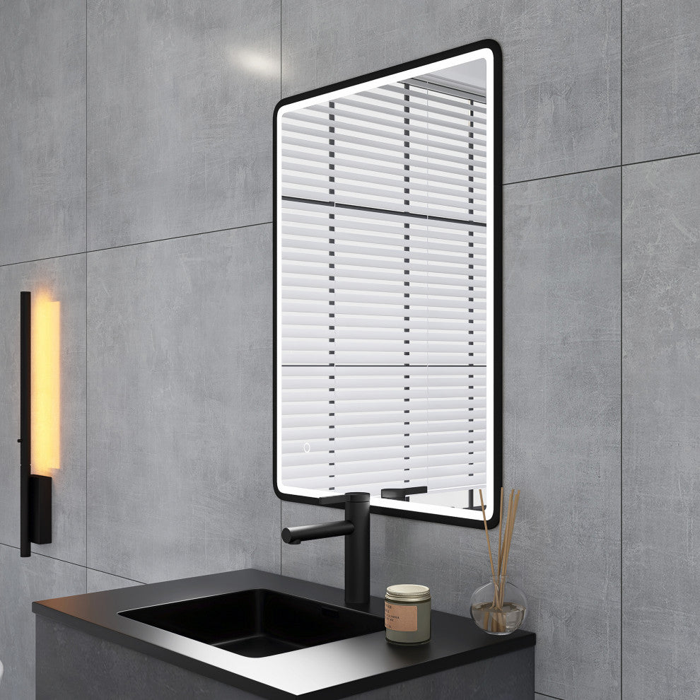 Rectangular Framed Wall-Mount Anti-Fog LED Light Bathroom Vanity Mirror