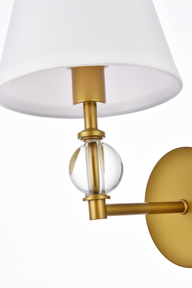 Beau 1-Light Bath Sconce, Brass With White Fabric Shade