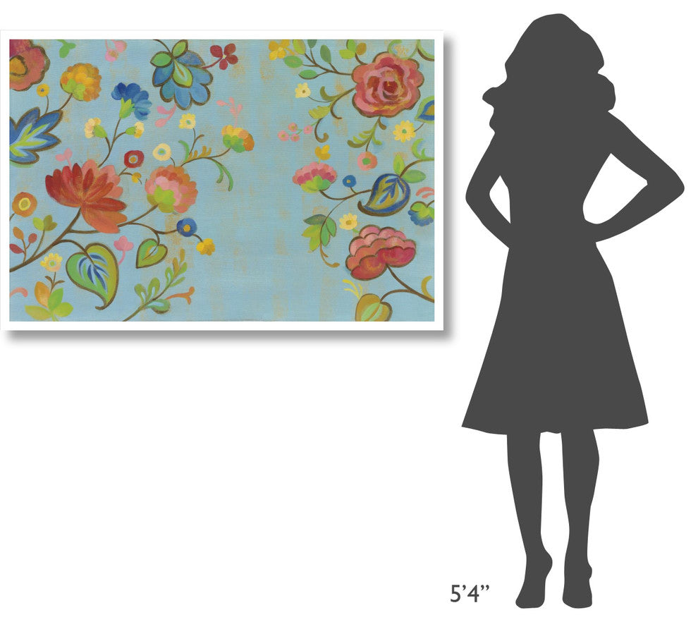 "Folk Song Floral" Digital Paper Print by Silvia Vassileva, 50"x34"