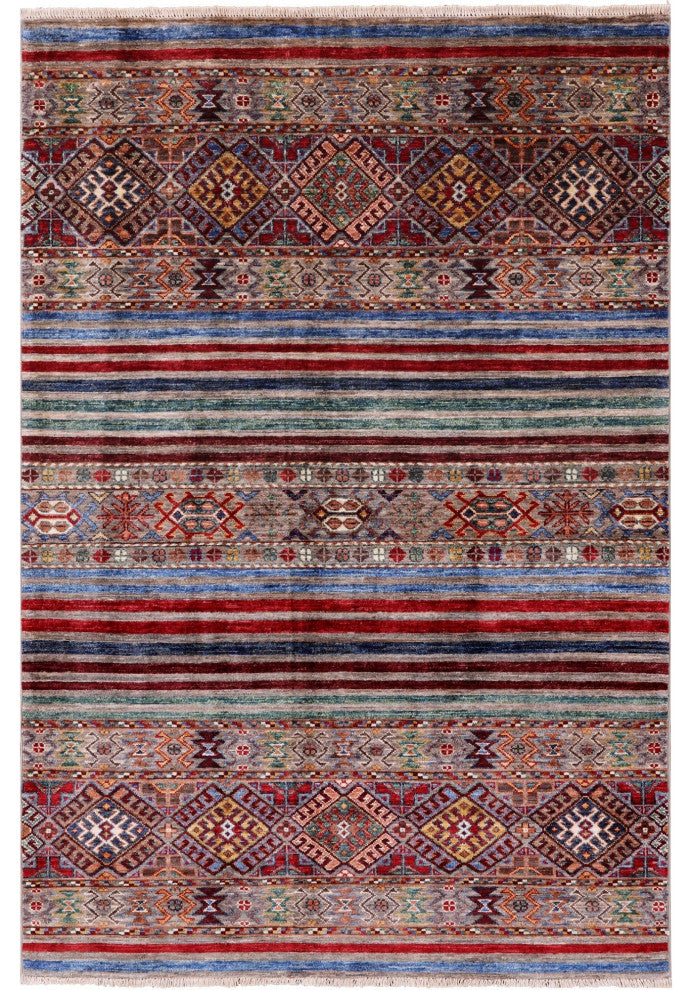 Khorjin Super Kazak Hand-Knotted Wool Rug 4' 0" X 5' 10" Q9773