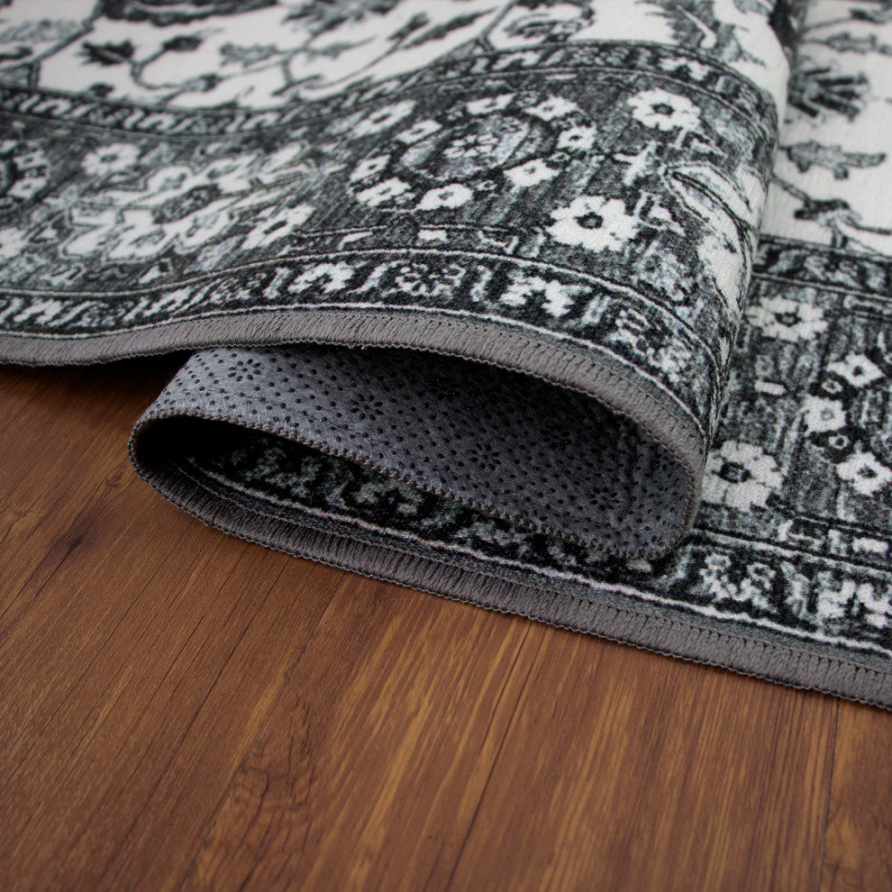 My Magic Carpet Washable Rug Ramage Gray, 2.5'x10'