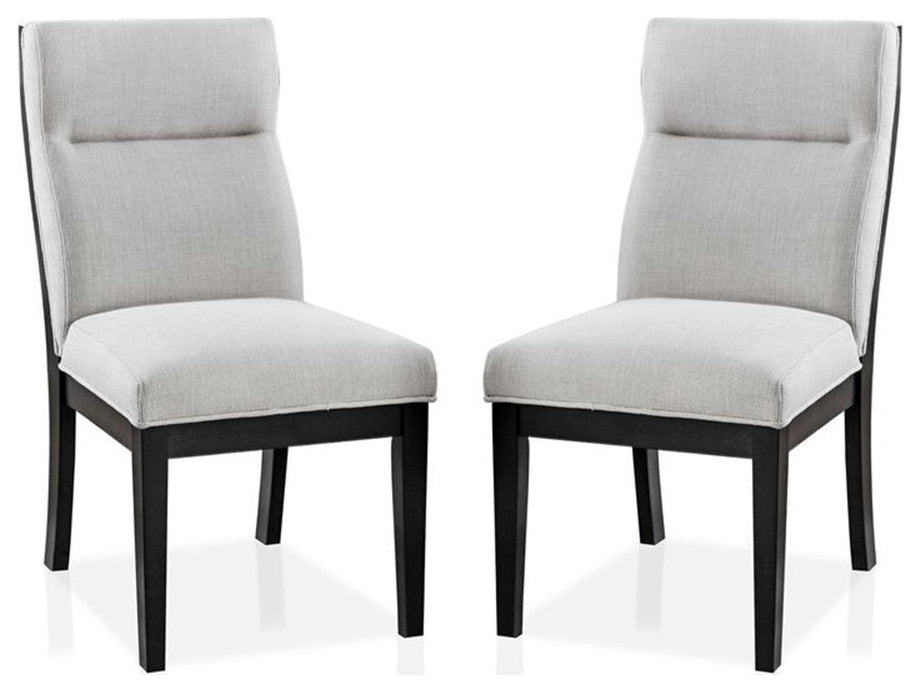 Furniture of America Andy Fabric Padded Dining Side Chair in Beige (Set of 2)