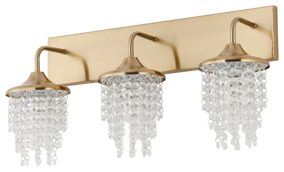 Modern 3-Light Golden Wall Sconce with Crystal Shade