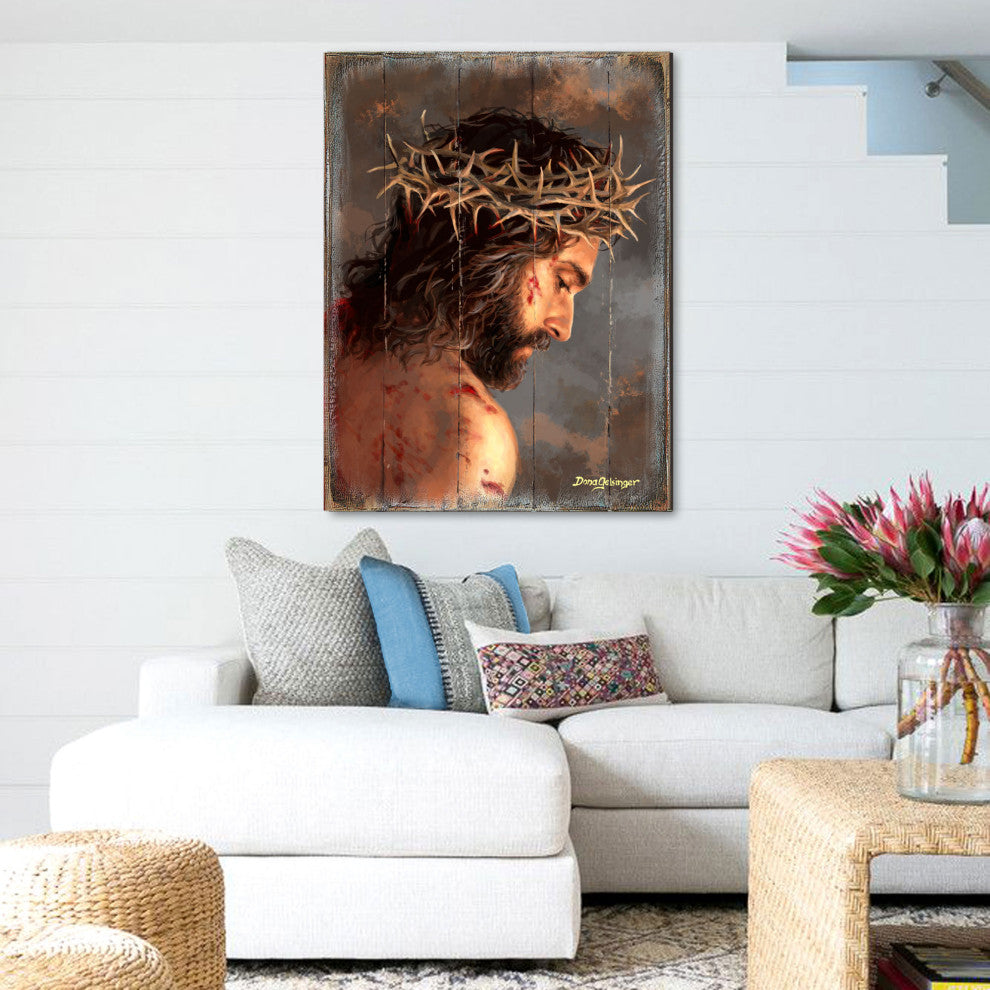 Solemn Night Jesus Wooden Wall Art, Large 24x18