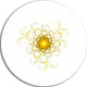 Glowing Yellow Fractal Flower Digital, Floral Round Metal Wall Art, 23"