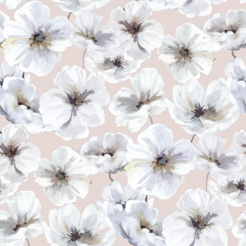 Blush Hawthorn Blossom Peel and Stick Wallpaper Pink By Roommates