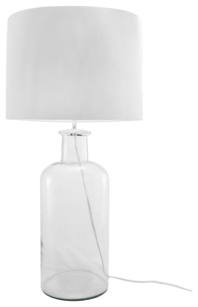 Nuloom Clear Glass Cotton Shade Clear Finish 3-Way Switch Table Lamp, 14"