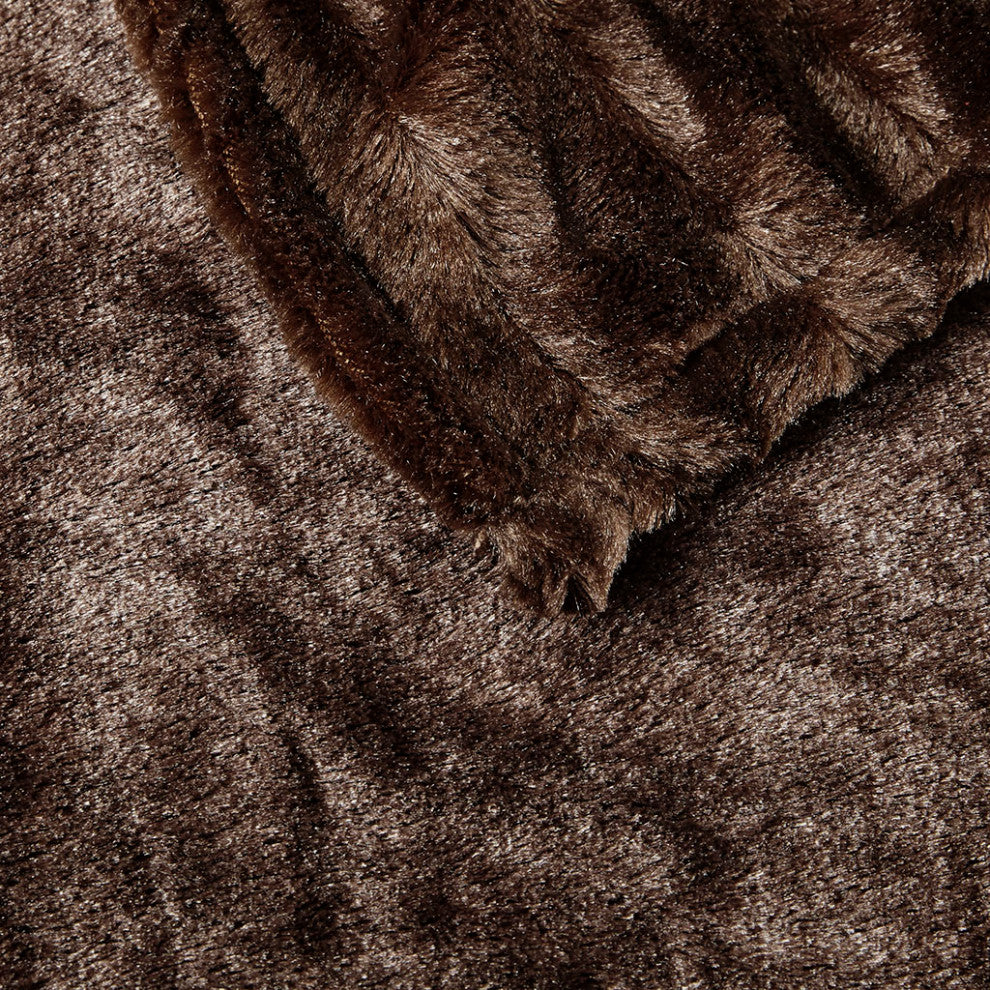 Beautyrest Heated Duke Faux Fur Heated Throw, Brown