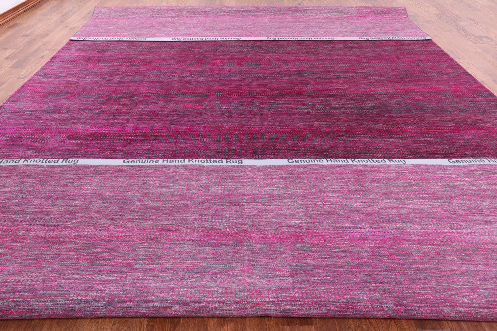 12' 0" X 18' 0" Hand Knotted Wool and Silk Super Savannah Gabbeh Rug Q6108