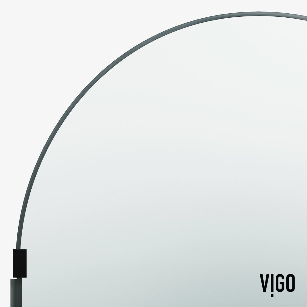 VIGO Arden 34" W x 78" H Framed Fixed Shower Screen, Semi Grid, Clear Glass, Matte Black