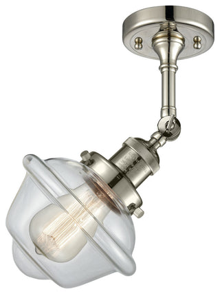 Small Oxford Semi-Flush Mount, Polished Nickel, Glass: Clear