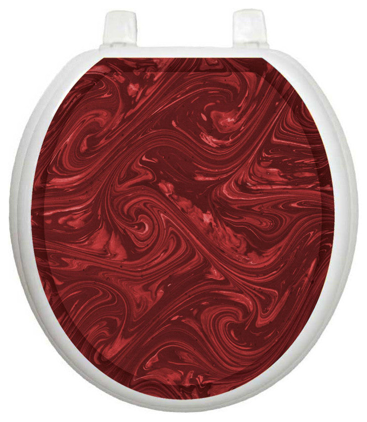 Bordeaux Toilet Tattoos Seat Cover, Vinyl Lid Decal, Bathroom Accent, Round