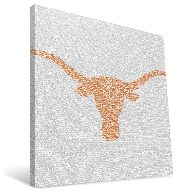 TEX Longhorns Typo Canvas Print, 16"x16"