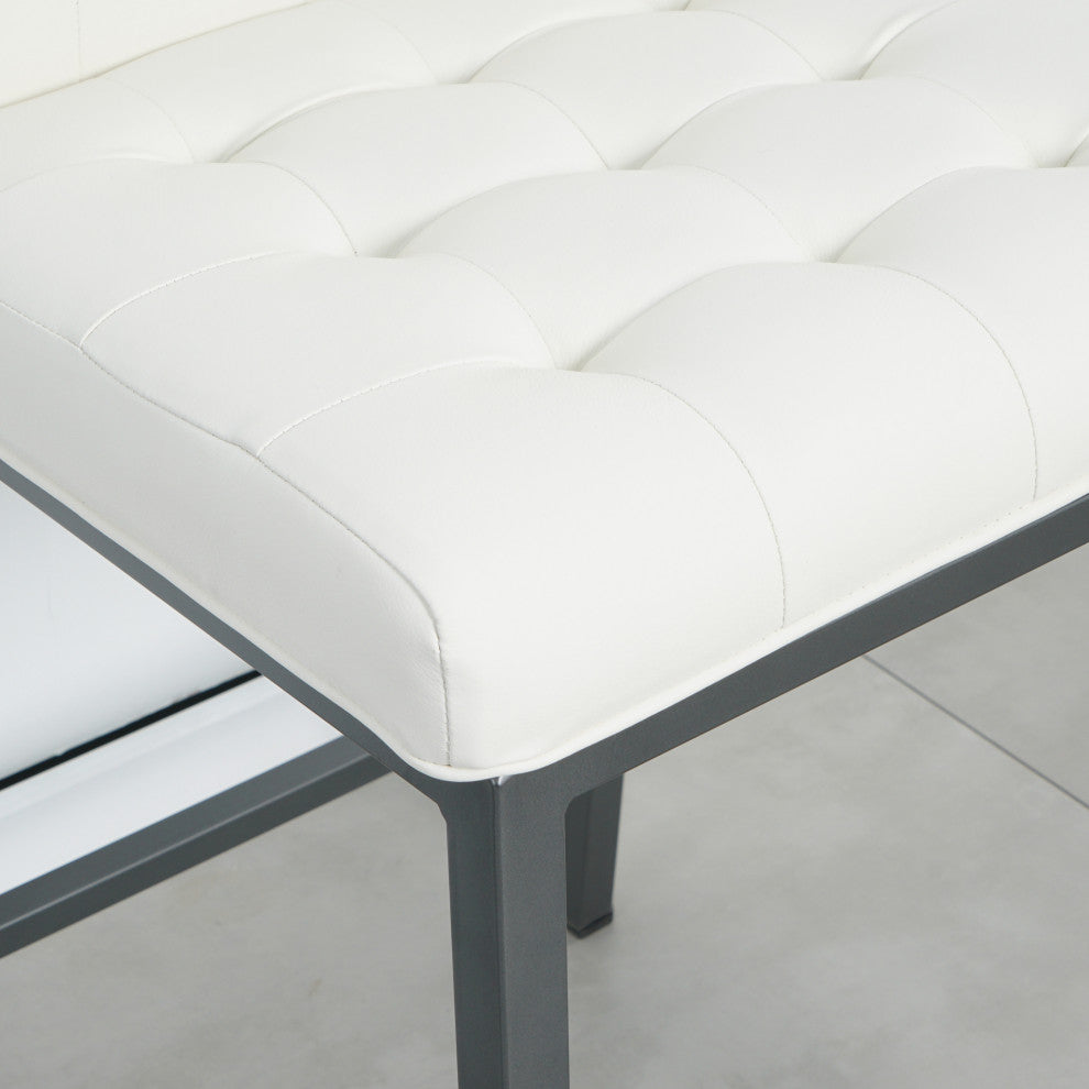 2-set Foam Modern Design Dining Chair, Metal Legs, White Pu