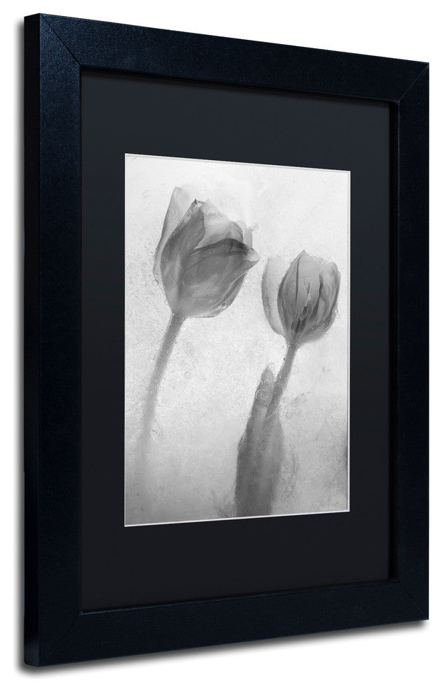 'Flowers on Ice-1' Matted Framed Canvas Art by Moises Levy