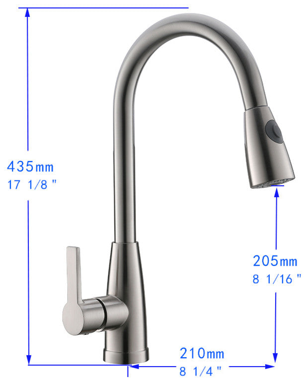 Vanity Art Pull Out Kitchen Faucet, Chrome