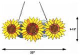 Annuus Floral-Style Stained Glass Window Panel 22" Wide