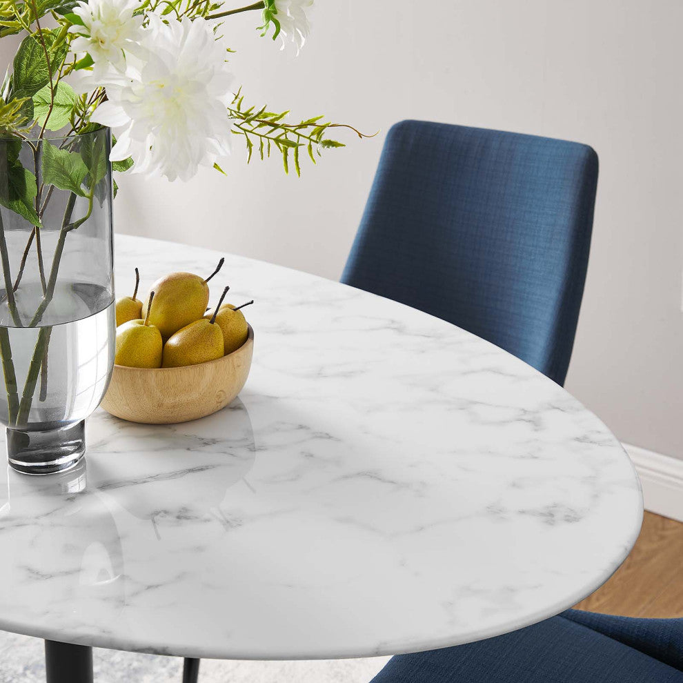 Lippa 60" Oval Artificial Marble Dining Table Black White