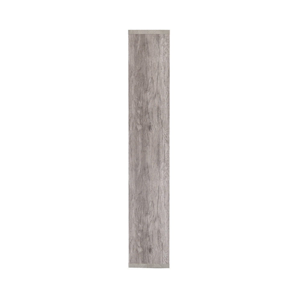 10-Shelf Geometric Bookcase, Gray Driftwood