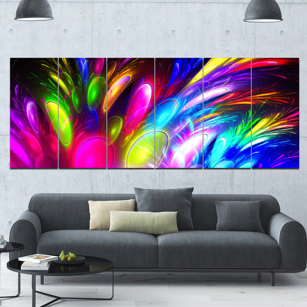 Mysterious Psychedelic Design, Abstract Canvas Art Print, 70"x28", 6 Panels