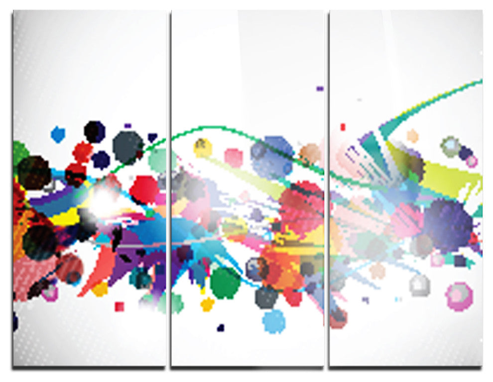 "Colorful Circles and Shapes" Digital Metal Wall Art, 3 Panels, 36"x28"