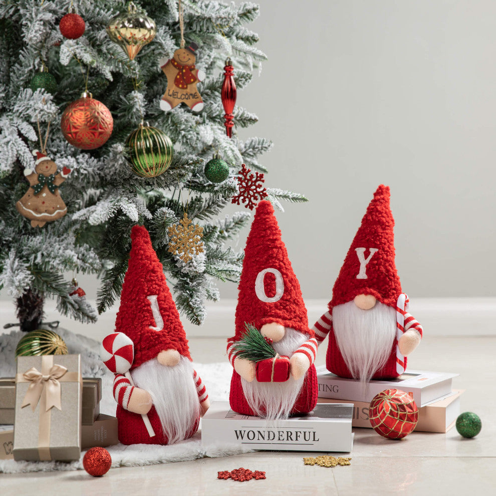 Fabric JOY Christmas Gnome Decor, 3-Piece Set