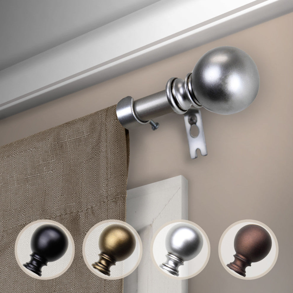 Luna Curtain Rod, Satin Nickel, 48"-84"