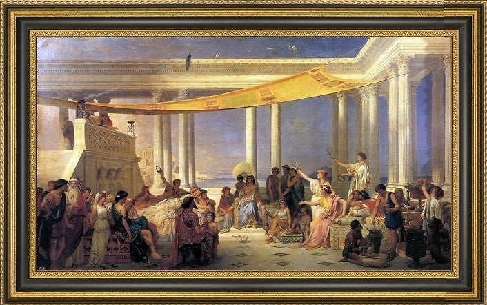 Pierre Joseph Coomans Sappho and Mitylene Framed Premium Canvas Print, 14"x28"