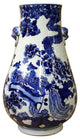 Consigned, Chinese Blue White Porcelain Flower Birds Graphic Vase