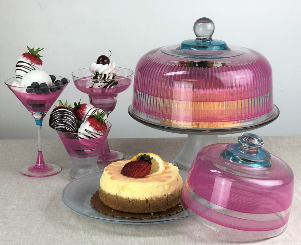 Retro Stripe Pink Margarita Glasses, Set of 2