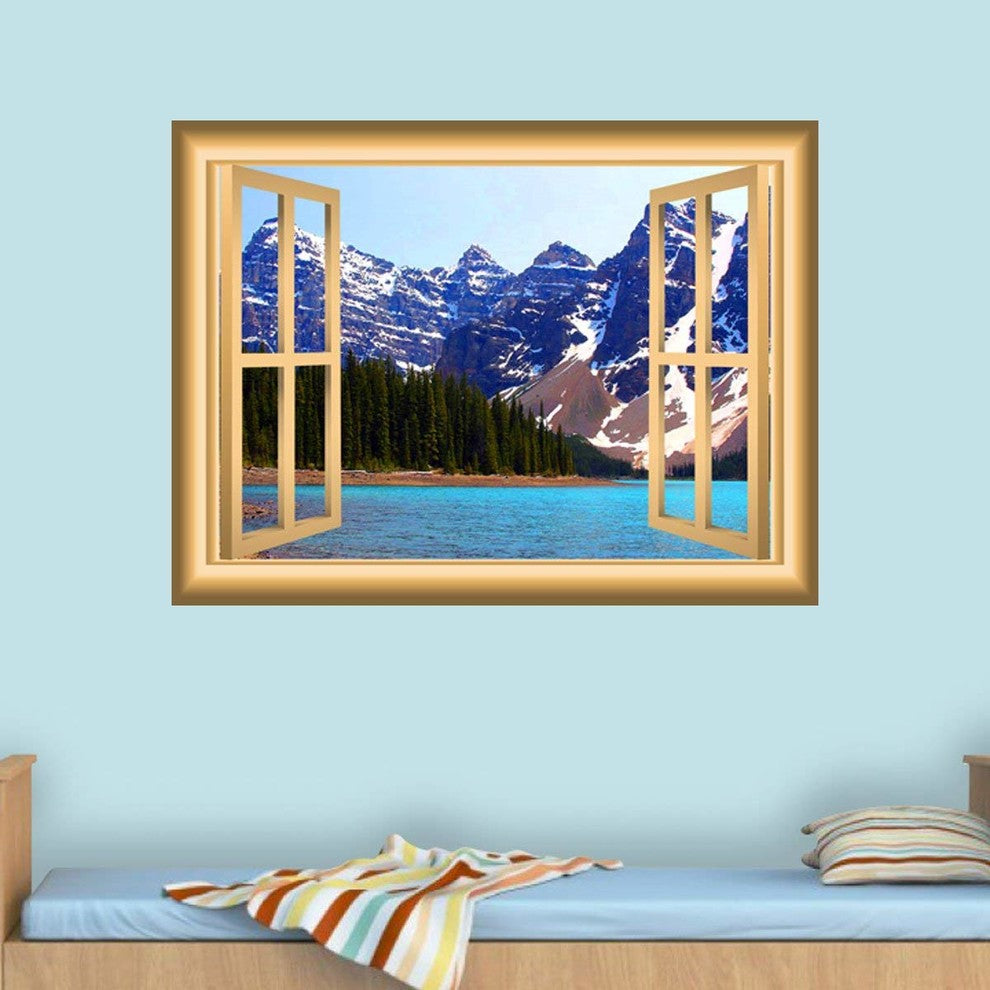 VWAQ 3D Lake Window Wall Decal, 18"x22"