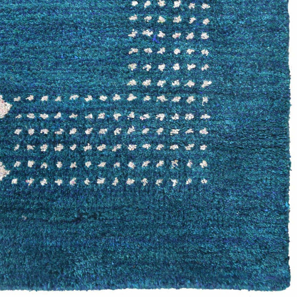 HAND KNOTTED LOOM SILK ECO-FRIENDLY AREA RUGS -8'x8', Square, Blue, Contemporary
