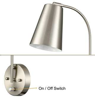 Modern Plug in Wall Sconce with Cord Set of 2 Brushed Nickel Wall Light