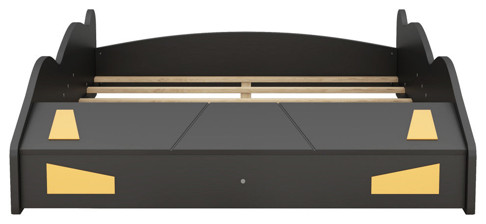 Gewnee Full Size Race Car-Shaped Platform Bed with Wheels and Storage