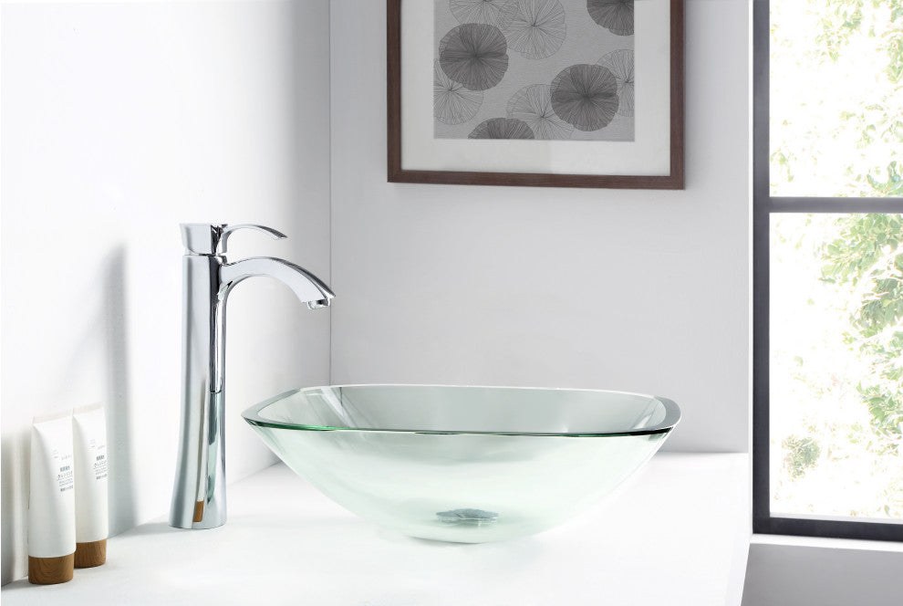 ANZZI Story Series Tempered Glass Bathroom Vessel Sink