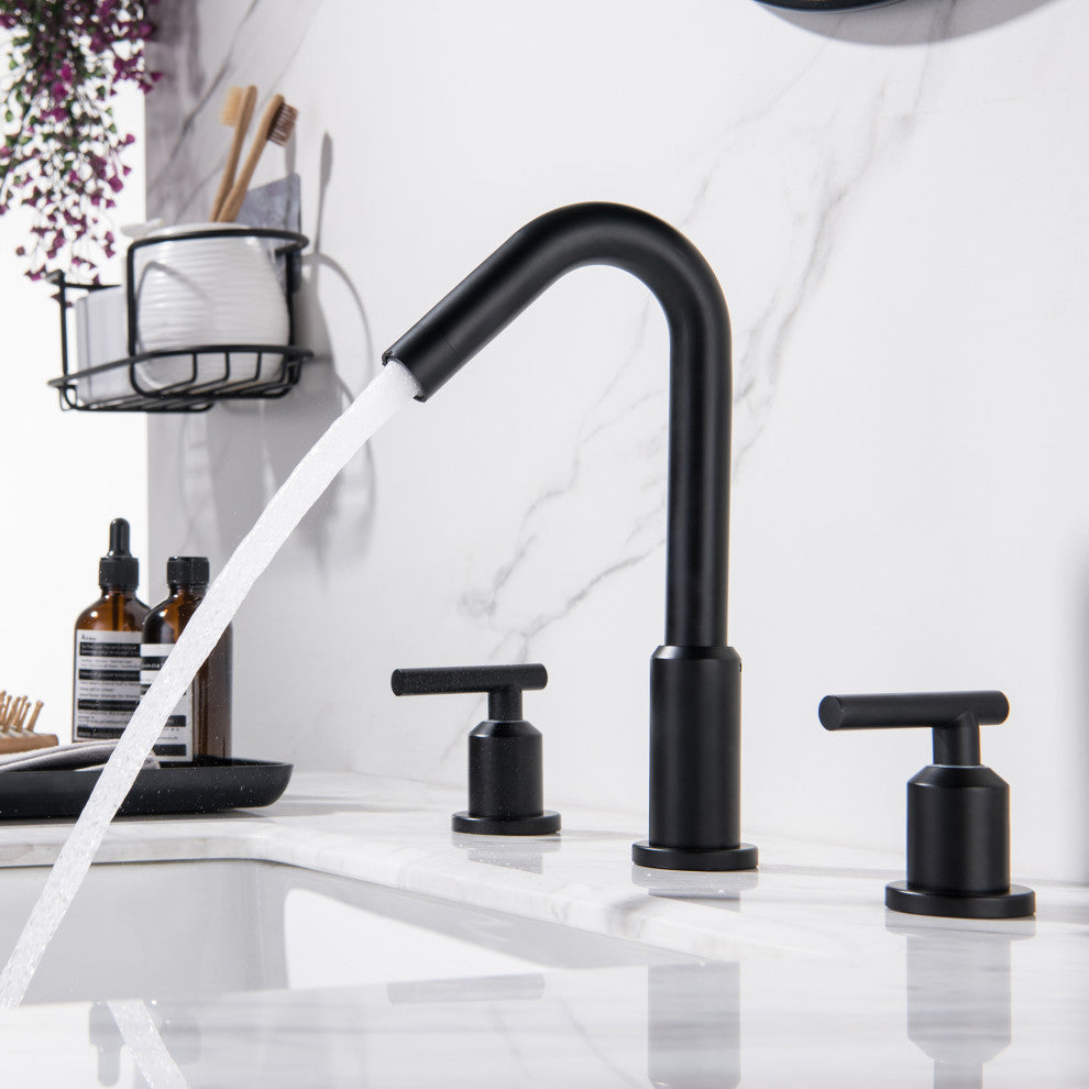 Deck Mounted Dual Handles High-Arc Widespread Bathroom Faucet