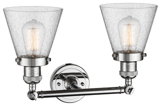 Small Cone 2-Light Bath Fixture, Seedy Glass, Polished Chrome