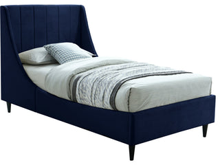 Eva Velvet Upholstered Bed, Navy, Twin