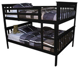 Pine Bunk Bed, Black, Full Over Full