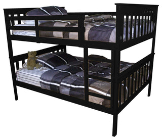 Pine Bunk Bed, Black, Full Over Full