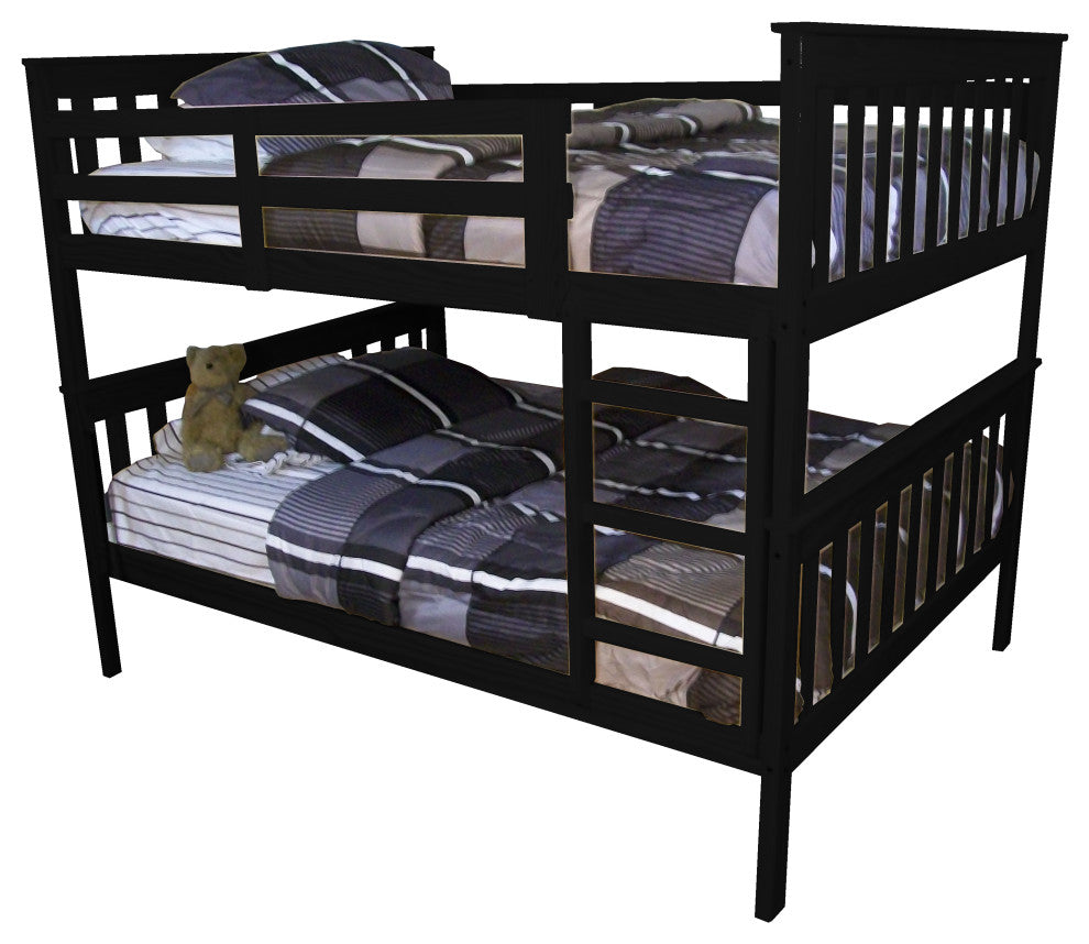 Pine Bunk Bed, Black, Full Over Full