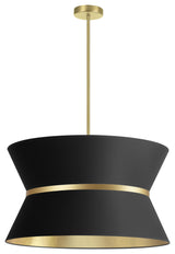 Black and Gold Transitional Pendant With Aged Brass Metal