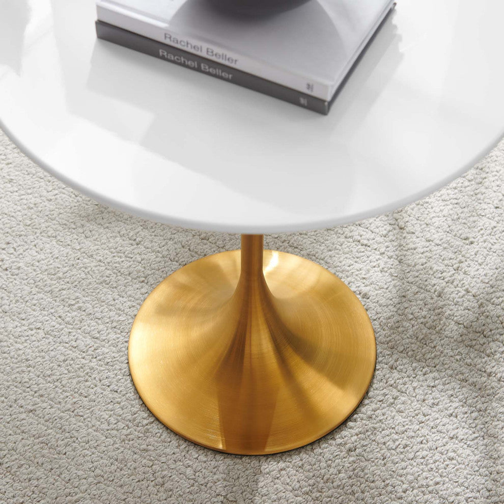 Lippa 20" Round Side Table, Gold White