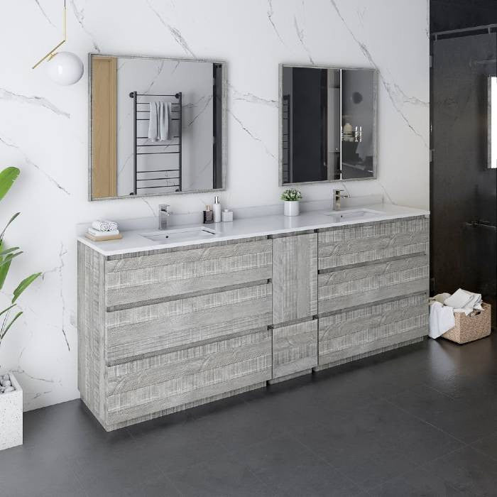 Formosa 84" Ash Floor Standing Double Sink Vanity Set, Faucet Fft1040ch