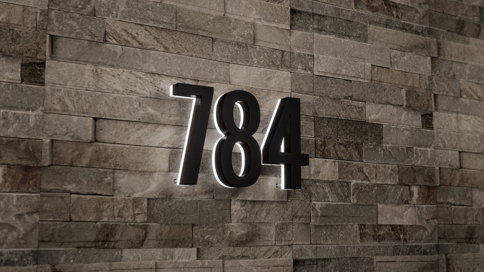 5 in Steel Backlit LED Floating Address Number, Up-Scale Modern Look LumaNumbers